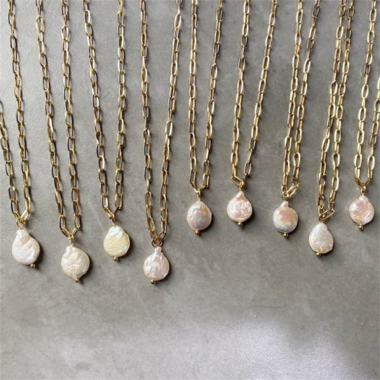 Hanalei Pearl Coin Paperclip Halskette