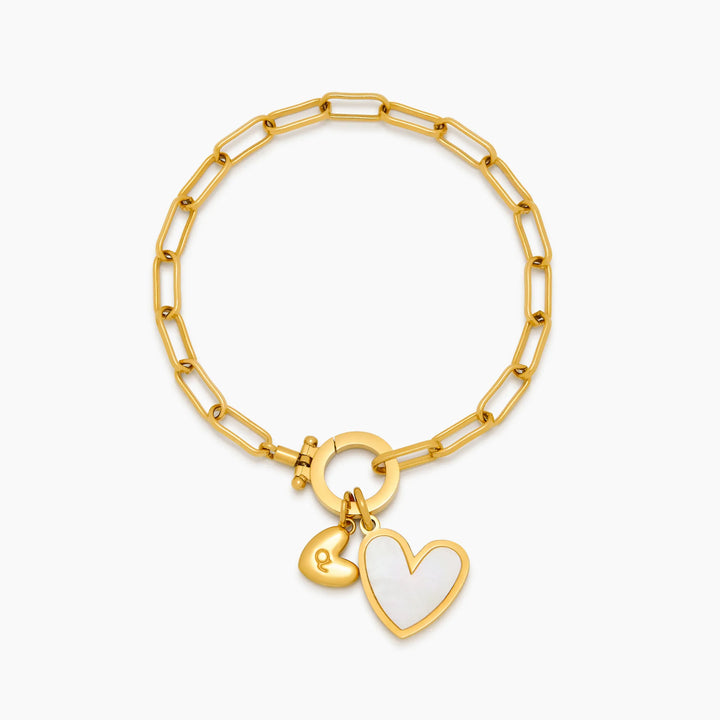 Paperclip Initial Herz Duo Armband