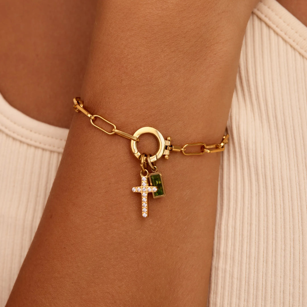 Papierclip-Geburtsstein-Kreuz-Anhängerarmband