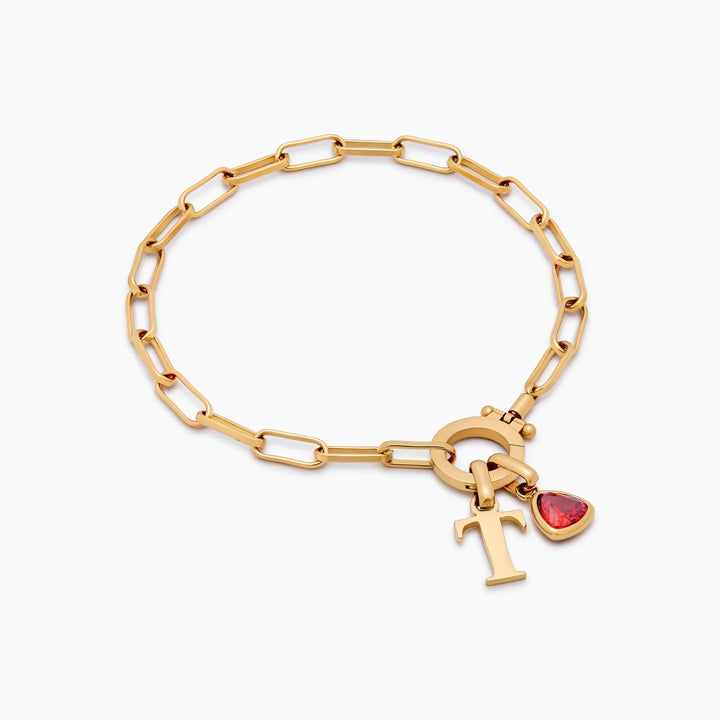 Papierclip Geburtsstein Initial Charm Armband