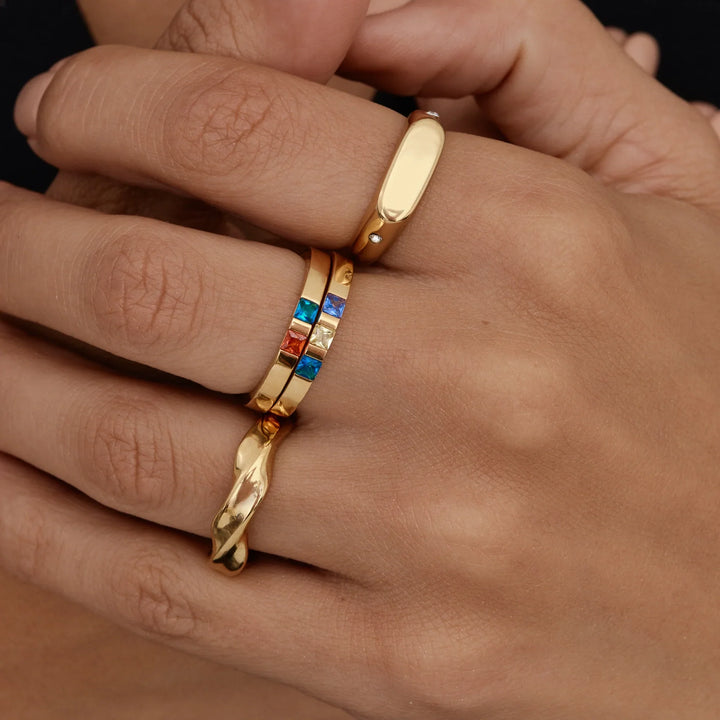 Prinzessinnen-Schliff Geburtsstein Bandring