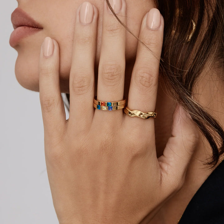 Prinzessinnen-Schliff Geburtsstein Bandring