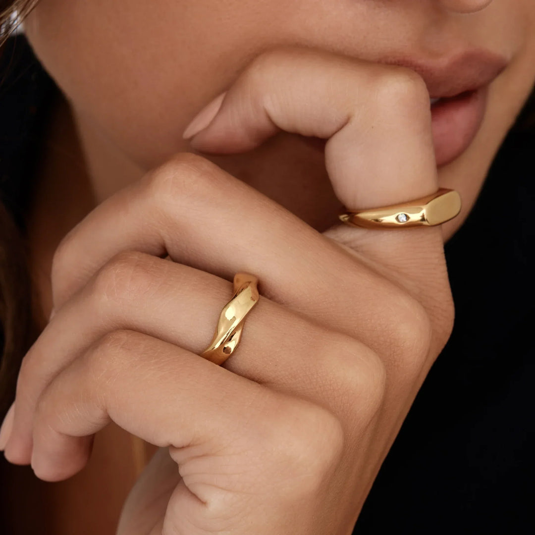 Zwillingsstern-Signet-Ring