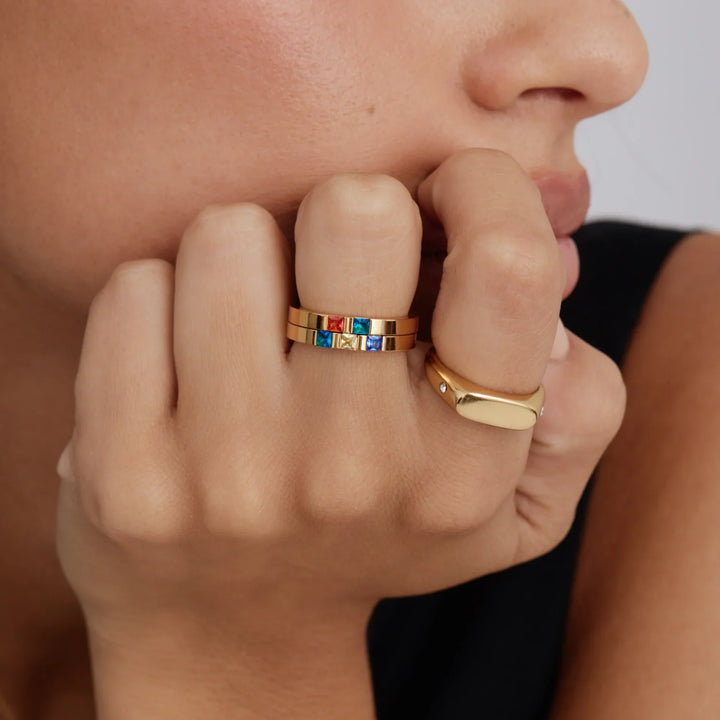 Zwillingsstern-Signet-Ring