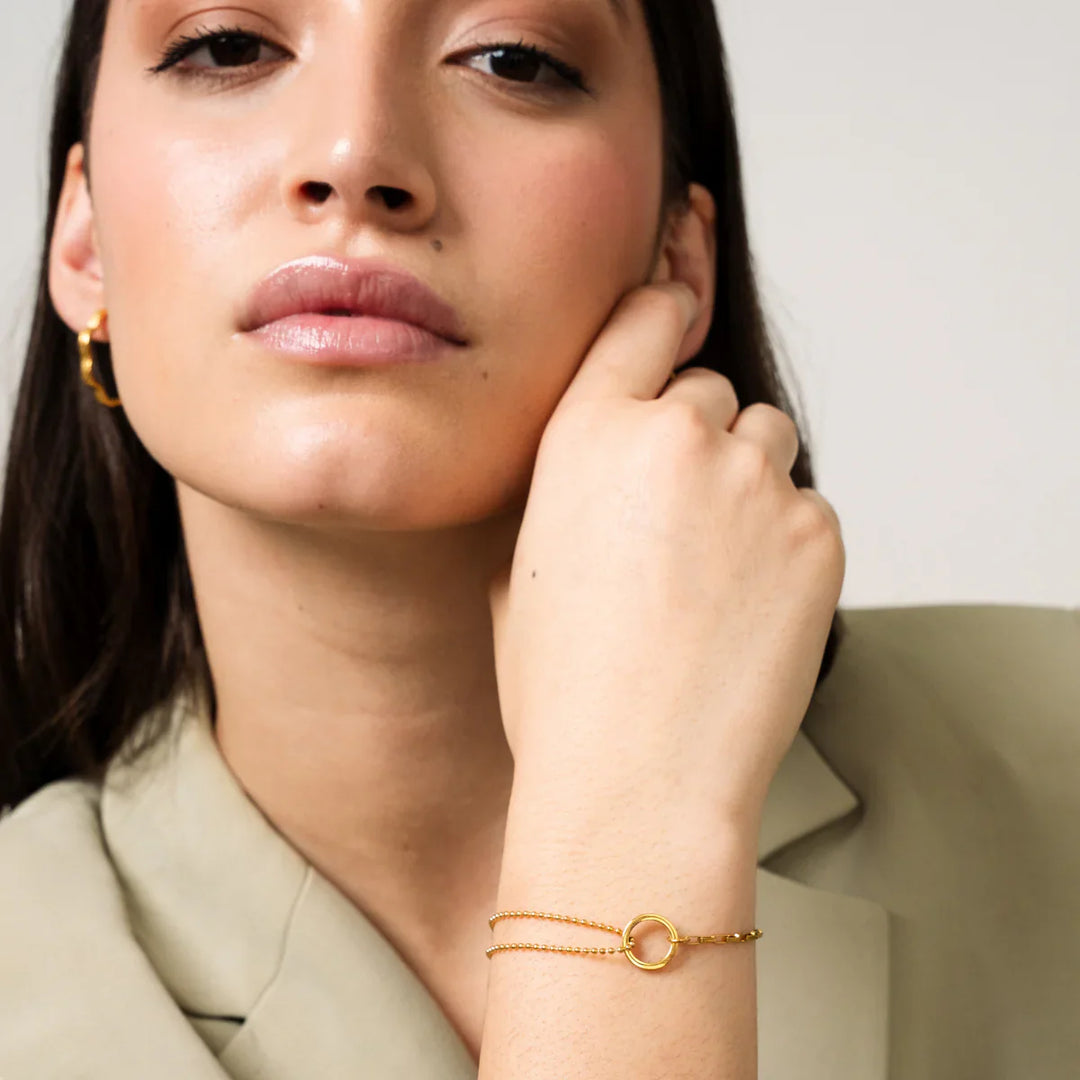 Tennis Box Anhänger Armband - Gold