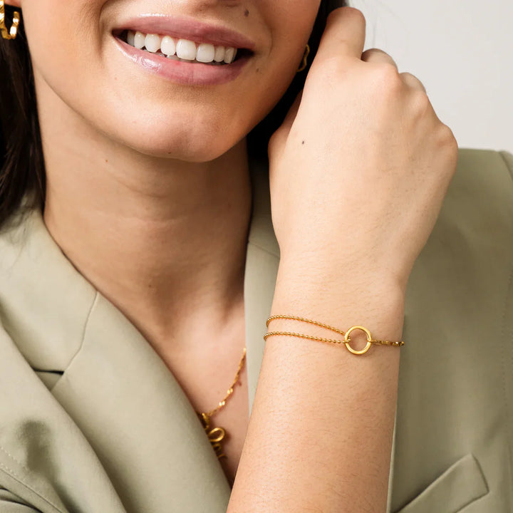 Tennis Box Anhänger Armband - Gold