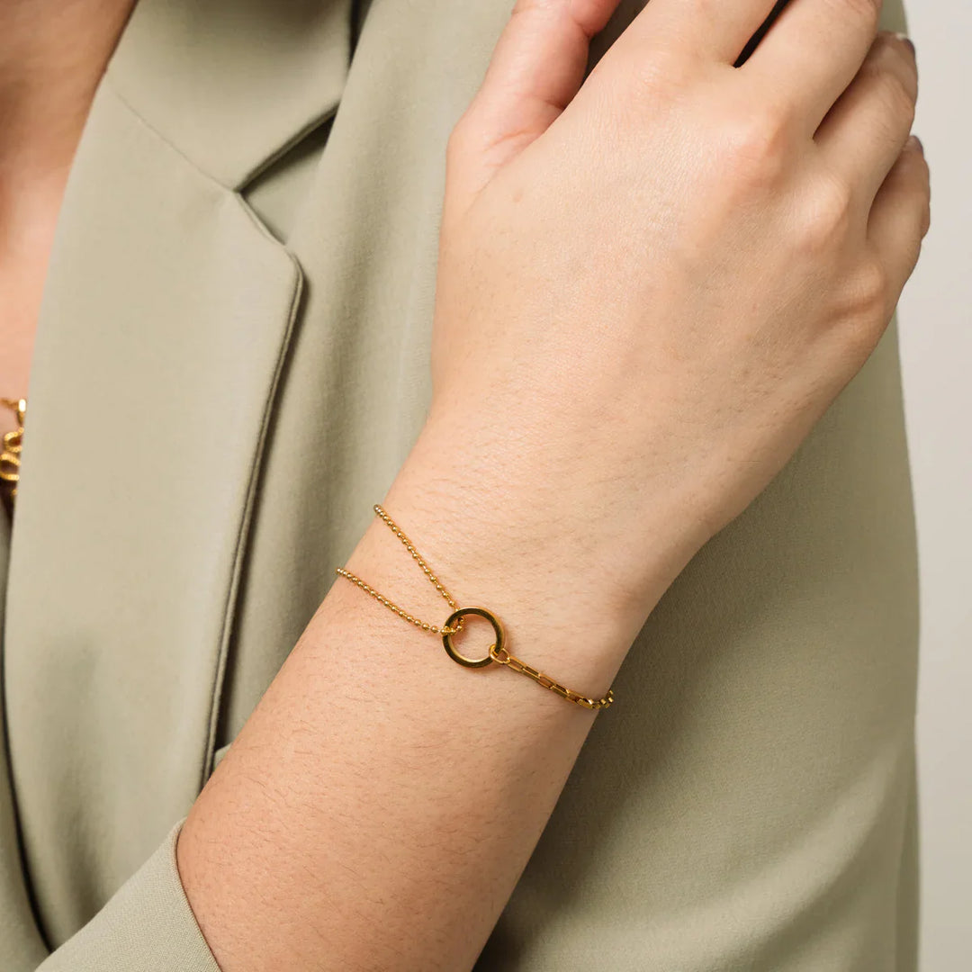 Tennis Box Anhänger Armband - Gold