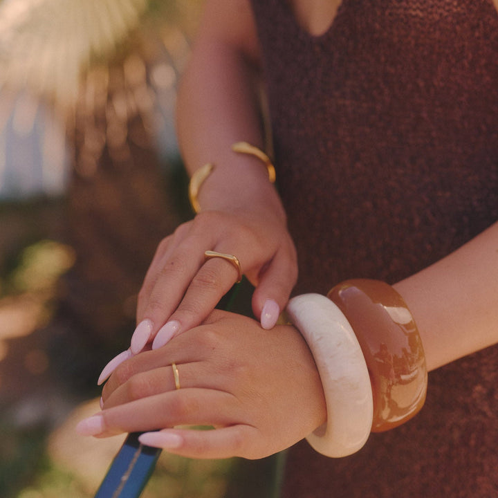 QUADRATISCHER STAPELRING - GOLD