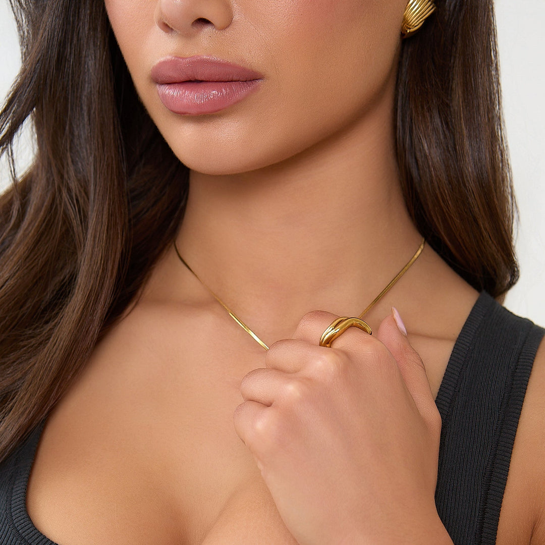 GOLD TEXTURIERTE HALSKETTE 2MM