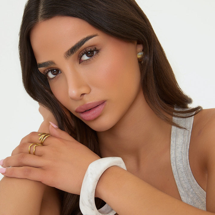 VERSTELLBARE DOPPEL-LAGEN-RING - GOLD