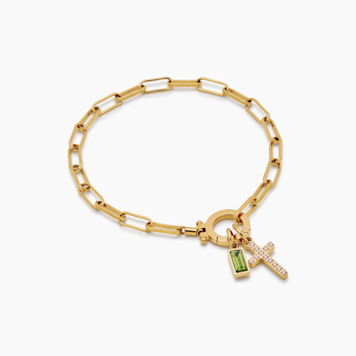 Papierclip-Geburtsstein-Kreuz-Anhängerarmband