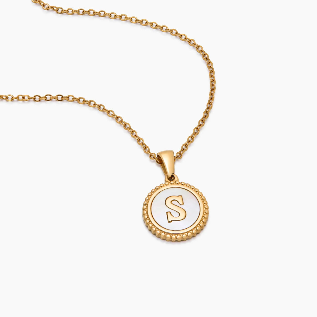 Perlen-Mutter Initial Anhänger Halskette
