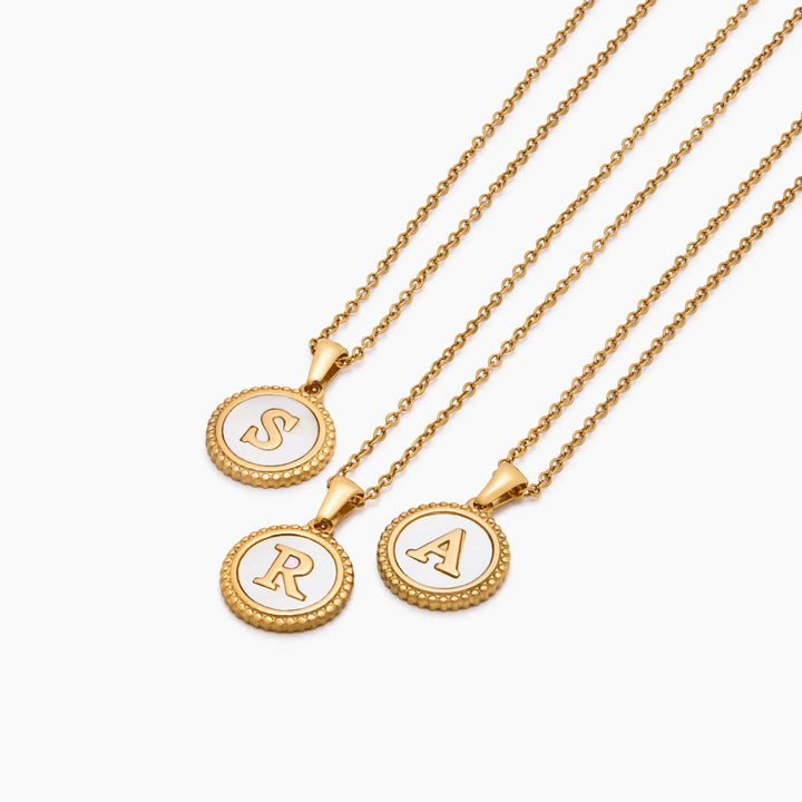 Perlen-Mutter Initial Anhänger Halskette