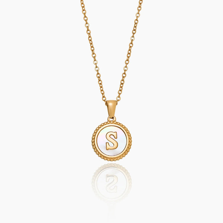 Perlen-Mutter Initial Anhänger Halskette