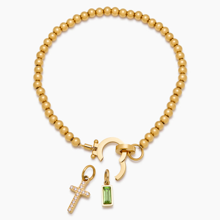 Perlen-Geburtsstein-Kreuz-Anhängerarmband