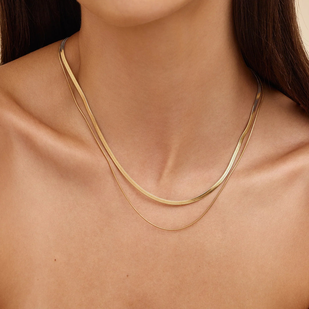 Doppelte Schlangenkette Geschichtete Halskette