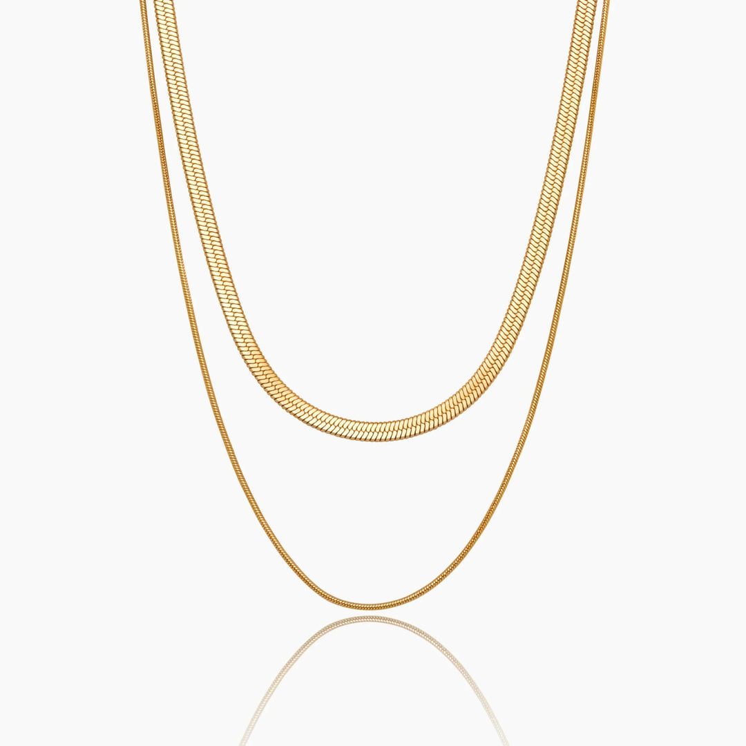 Doppelte Schlangenkette Geschichtete Halskette