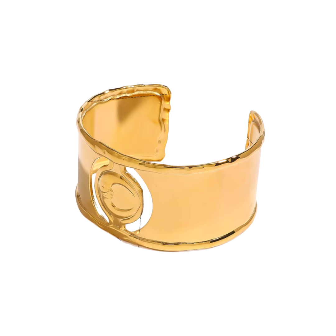 Goldener gehämmerter Luxus-Manschettenknopf