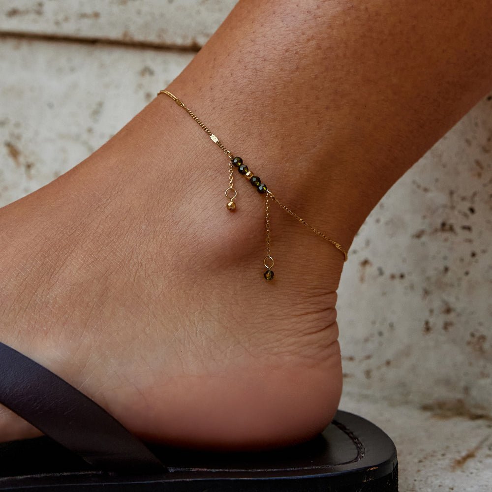 Arizona Grüner Perlen Quasten Fußkettchen