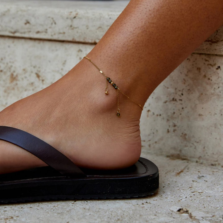 Arizona Grüner Perlen Quasten Fußkettchen