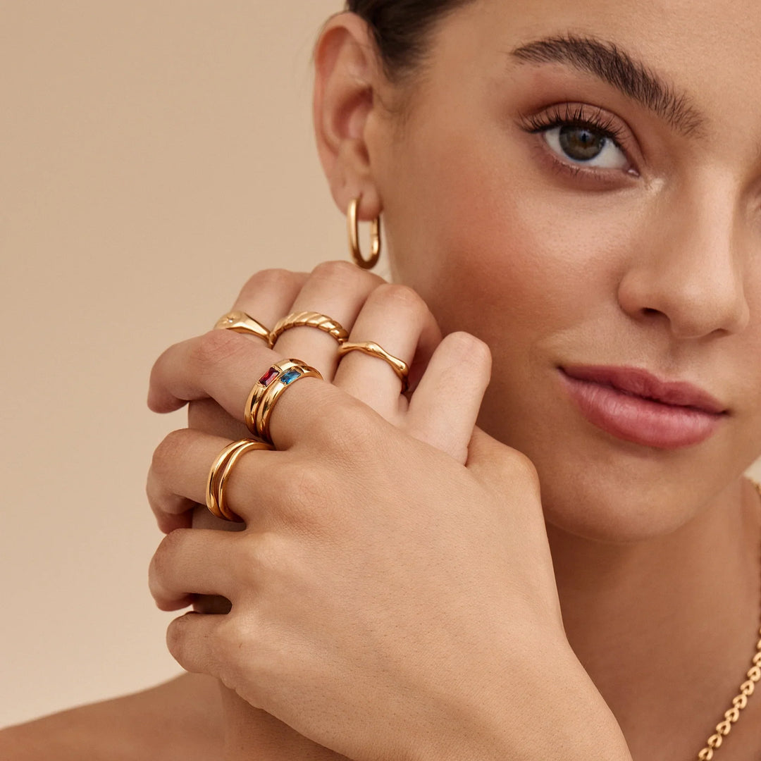 Baguette-Geburtsstein-Bandring