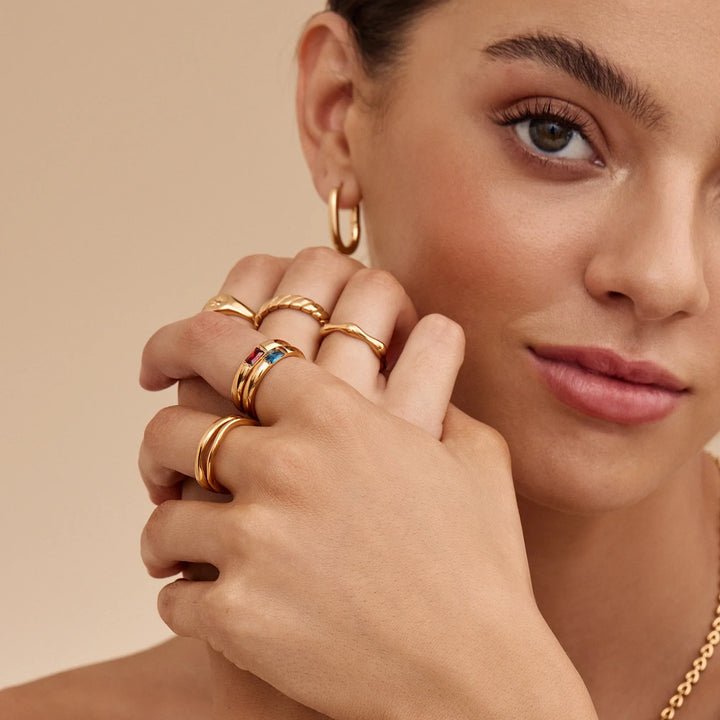 Baguette-Geburtsstein-Bandring