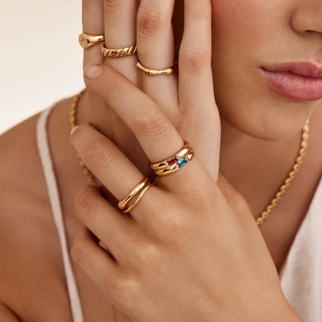 Baguette-Geburtsstein-Bandring