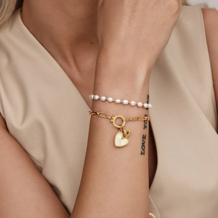 Paperclip Initial Herz Duo Armband