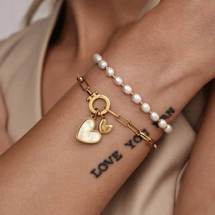 Paperclip Initial Herz Duo Armband