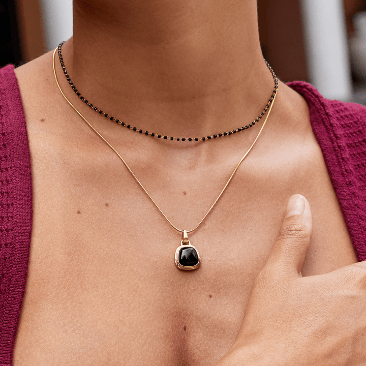 Ebony Black Pearl Anhänger Halskette
