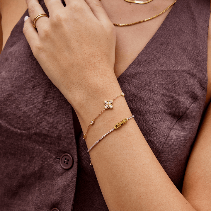 Vierblättriger Kleeblatt-Kristallarmband