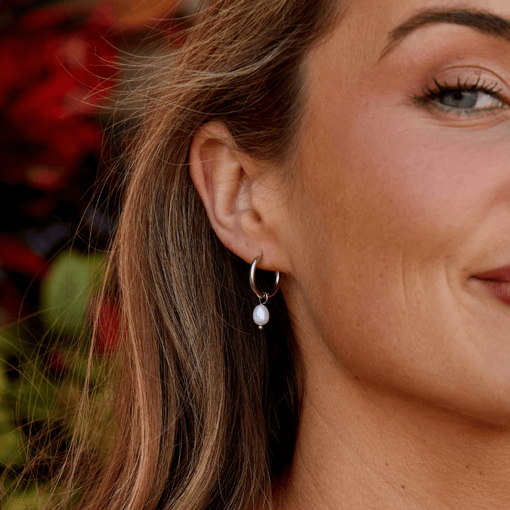Süßwasserperlen Silber Creolen Ohrringe