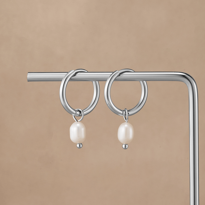 Süßwasserperlen Silber Creolen Ohrringe