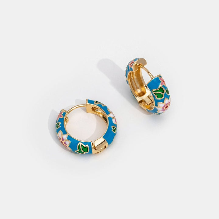 Goldene Blumen-Ohrringe mit Hoop