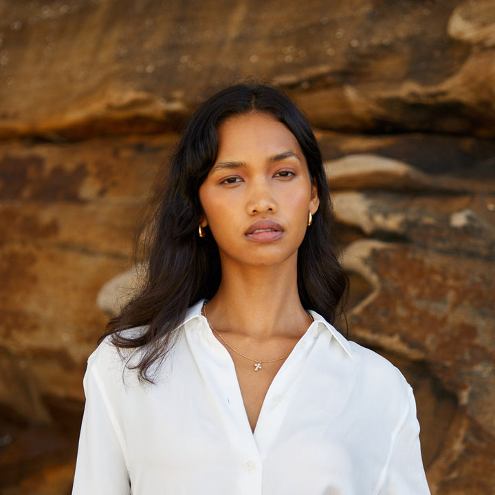 Perlen Kreuz Halskette