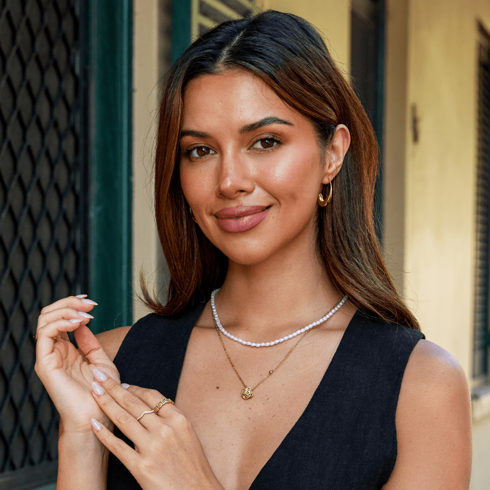 Goldene Rose Anhänger Halskette