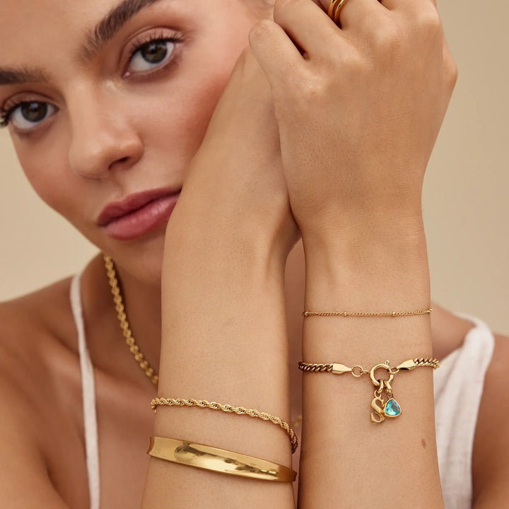 Initiale Geburtsstein Curb Chain Armband