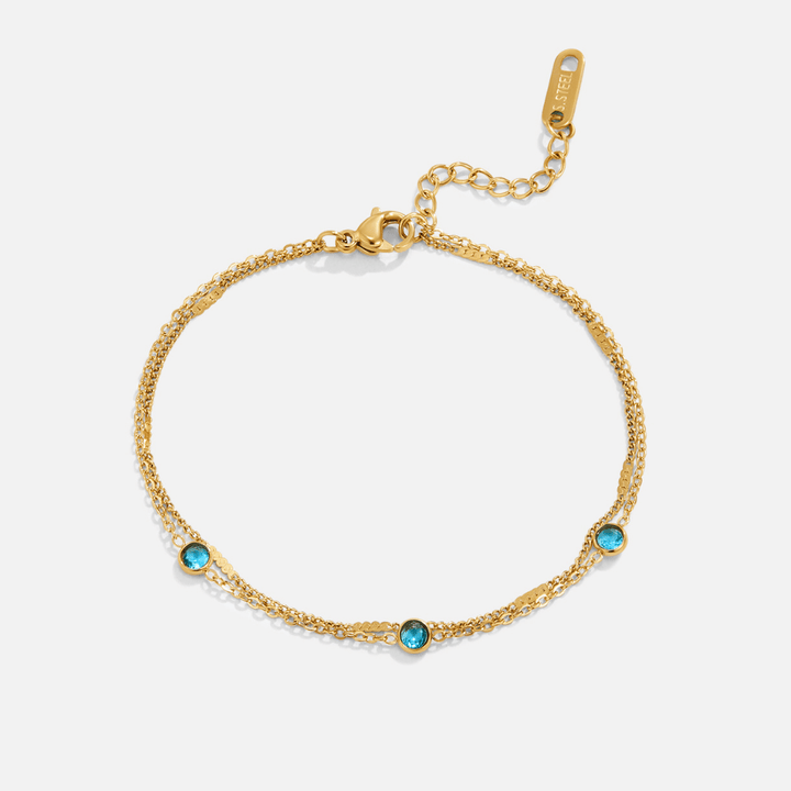 Schichtarmband aus blauen Athena-Kristallen
