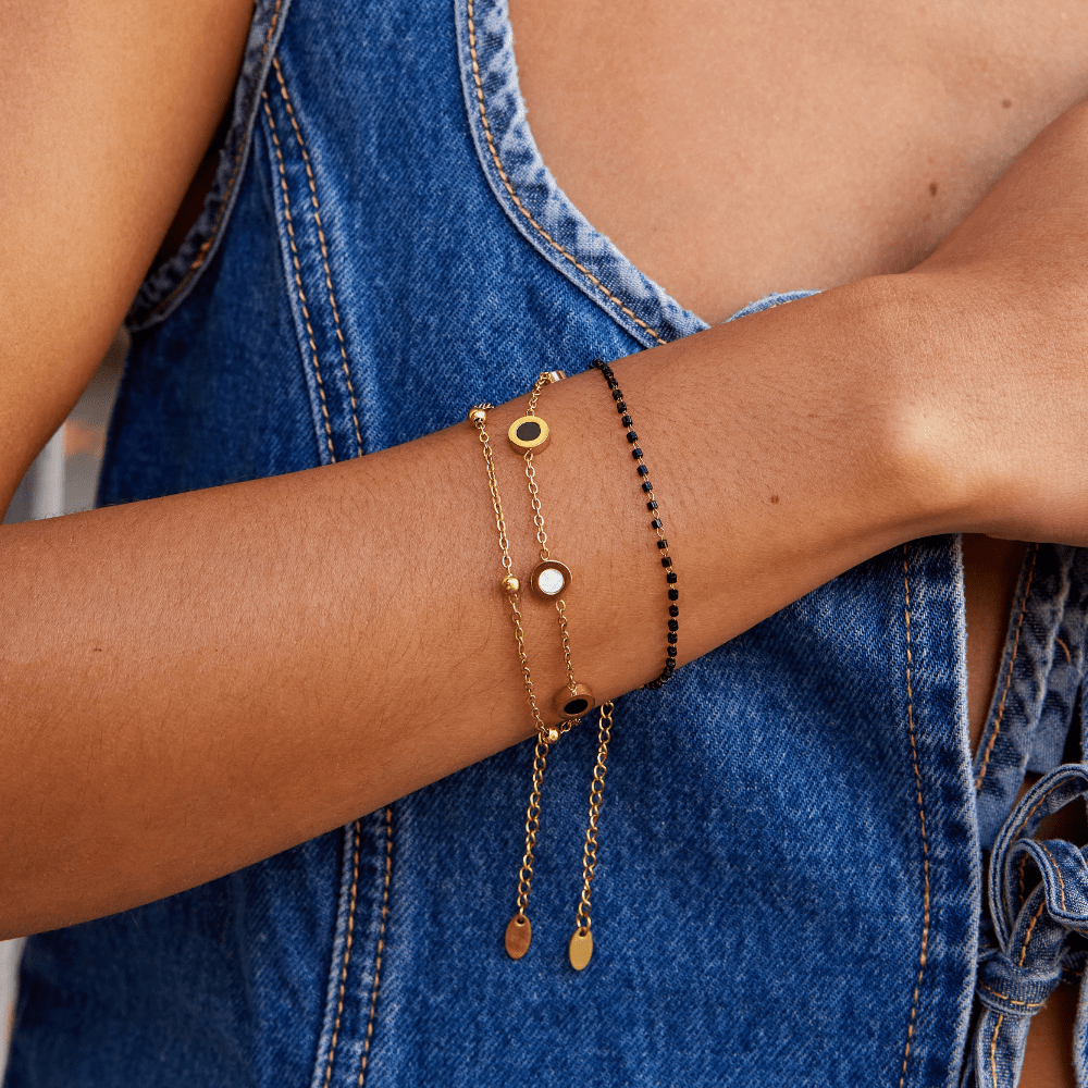 Maisie Schwarze Perlenarmband