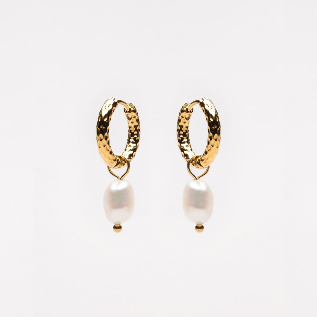 Gehämmerte Perlen-Hoops Ohrringe