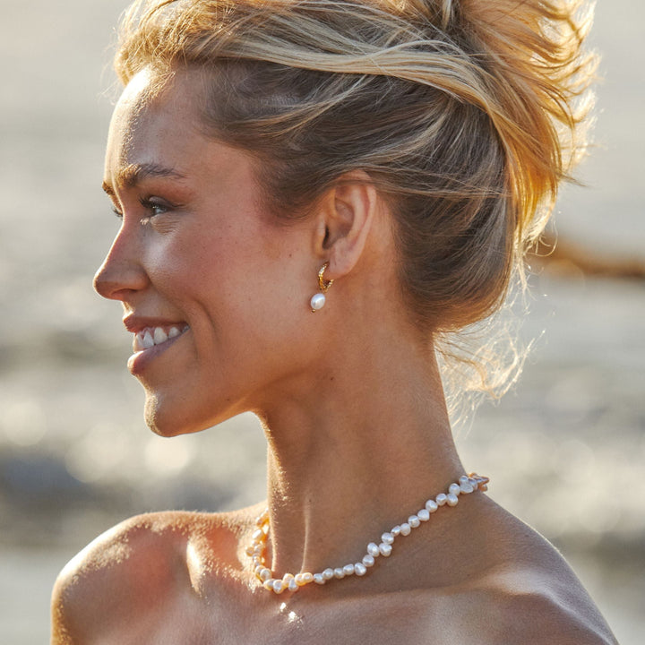 Gehämmerte Perlen-Hoops Ohrringe