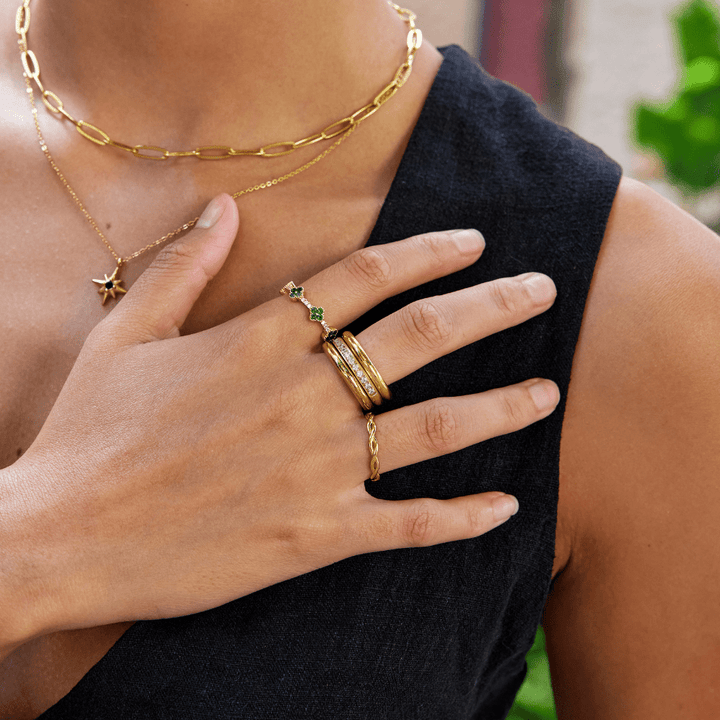 Vana Trio Gold- und Kristallring-Set
