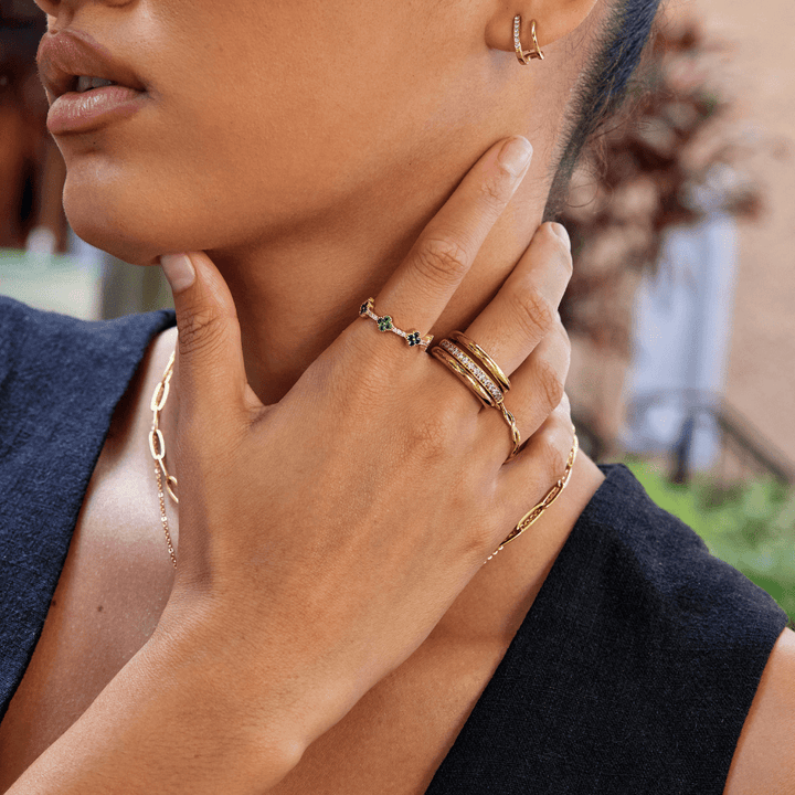 Vana Trio Gold- und Kristallring-Set