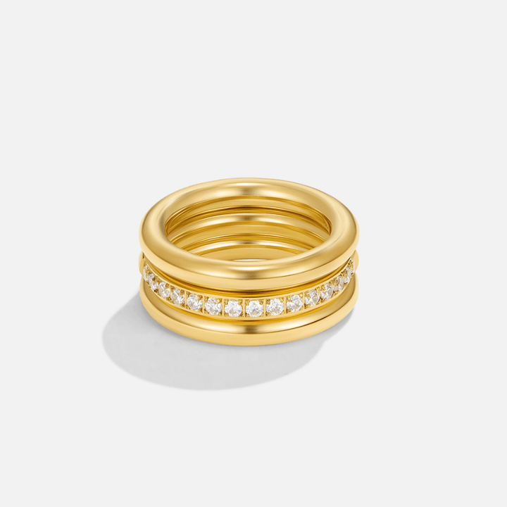Vana Trio Gold- und Kristallring-Set