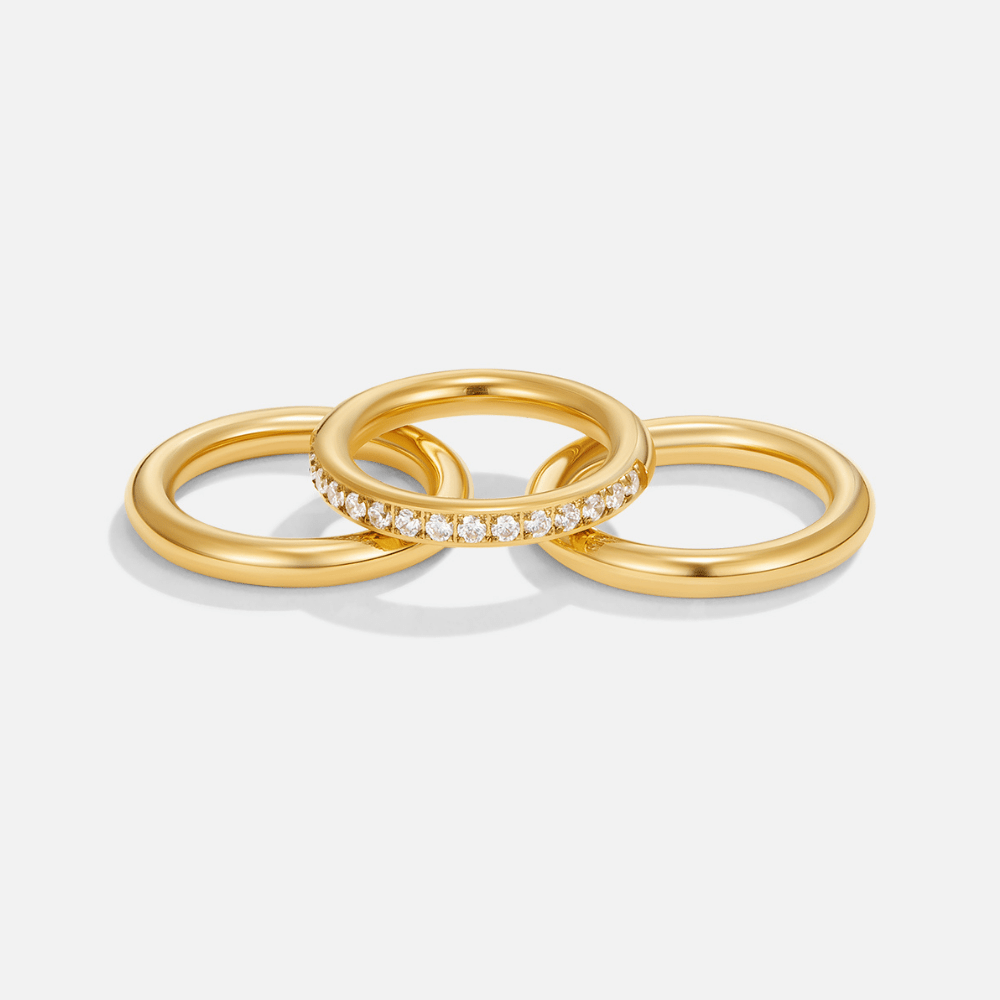 Vana Trio Gold- und Kristallring-Set