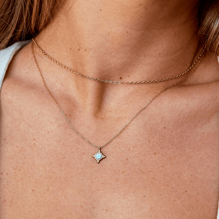 Vintage Blau Opal Anhänger Halskette