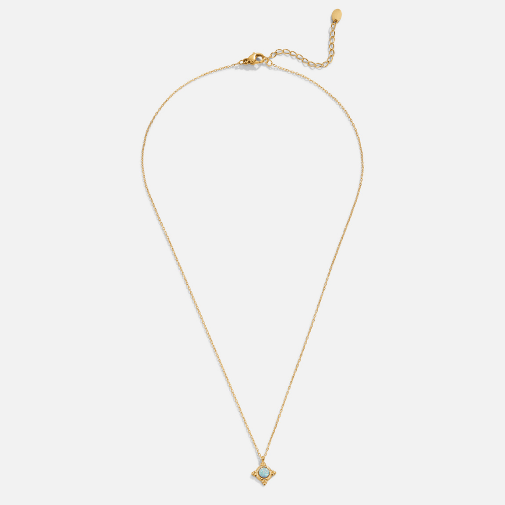 Vintage Blau Opal Anhänger Halskette