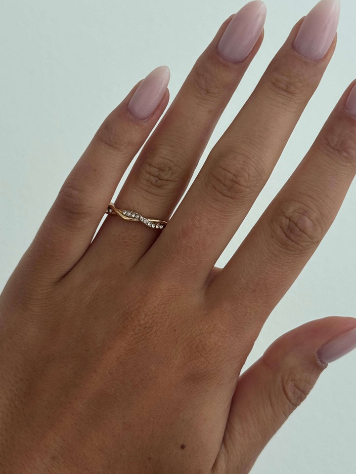 Arabel Infinity Twist Rhinestone Ring