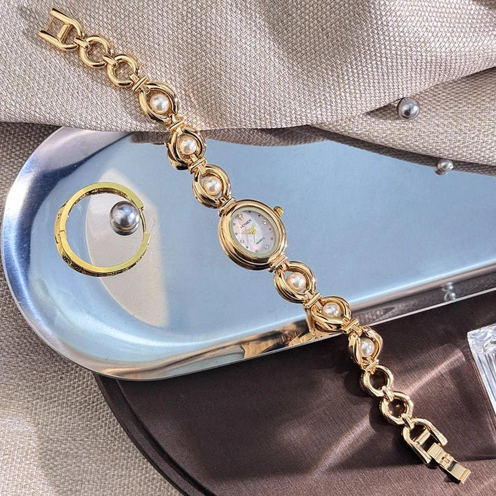 Aubrielle Damenuhr - Elegante Quarzuhr mit Strass-Zifferblatt und seidiger Textur für Damen