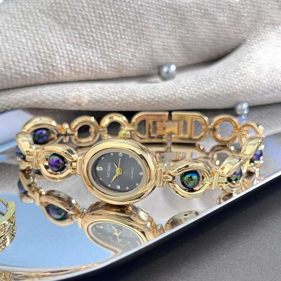 Aubrielle Damenuhr - Elegante Quarzuhr mit Strass-Zifferblatt und seidiger Textur für Damen